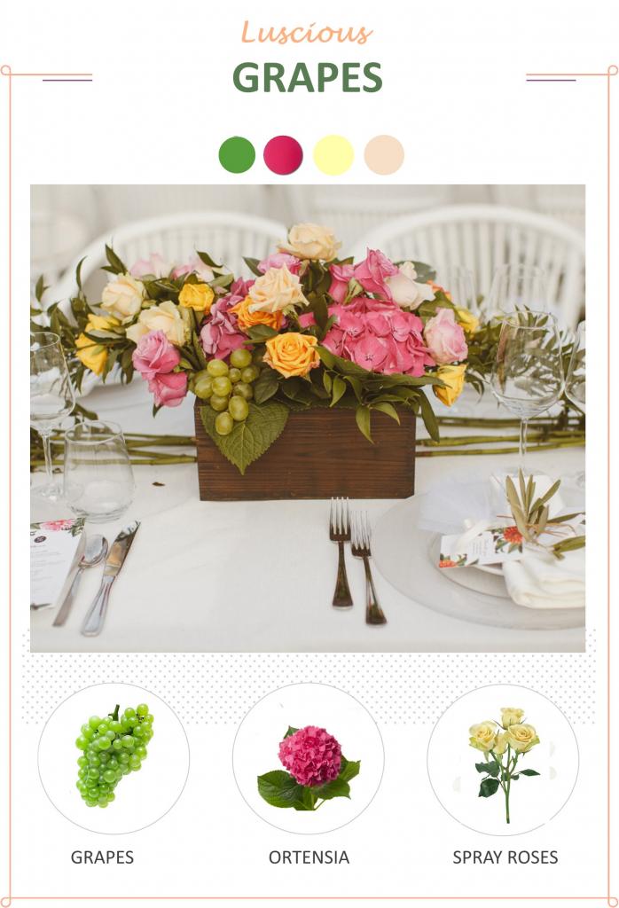 fruits in floral arrangements